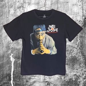 Poetic Justice Tupac Shakur Shirt Mens Size Large Black graphic T-Shirt‎